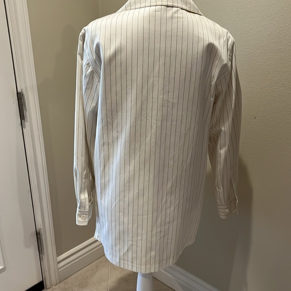 Faconnable winter white & navy pinstriped jacket NWT new/never worn Small - Picture 4 of 9